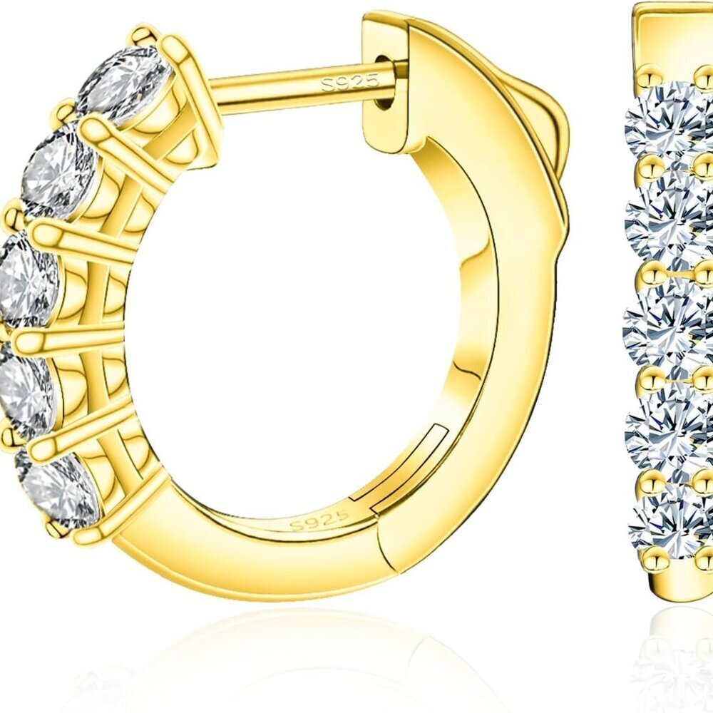 Moissanite Hoop Earrings Sterling Silver 12mm 1.0ct Hypoallergenic Everyday